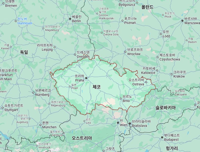 체코 vs 한국 크기 비교 (인구, 지도 위치, 도시, 시차, 여행 정보) 